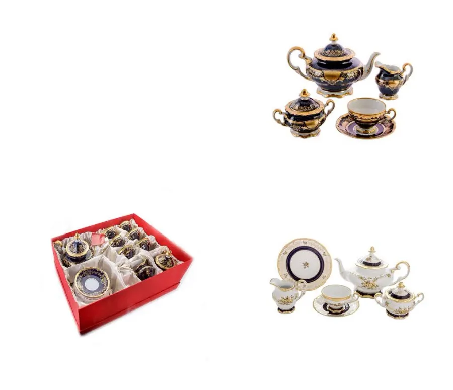 obrazek 2 Pozłacany zestaw do herbaty z porcelany