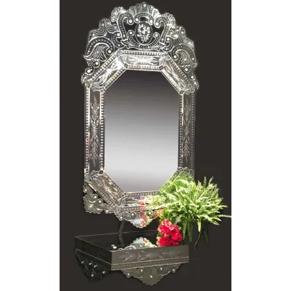 Zdjęcie Oryginalne szlifowane i grawerowane ręcznie lustro w stylu francuskim