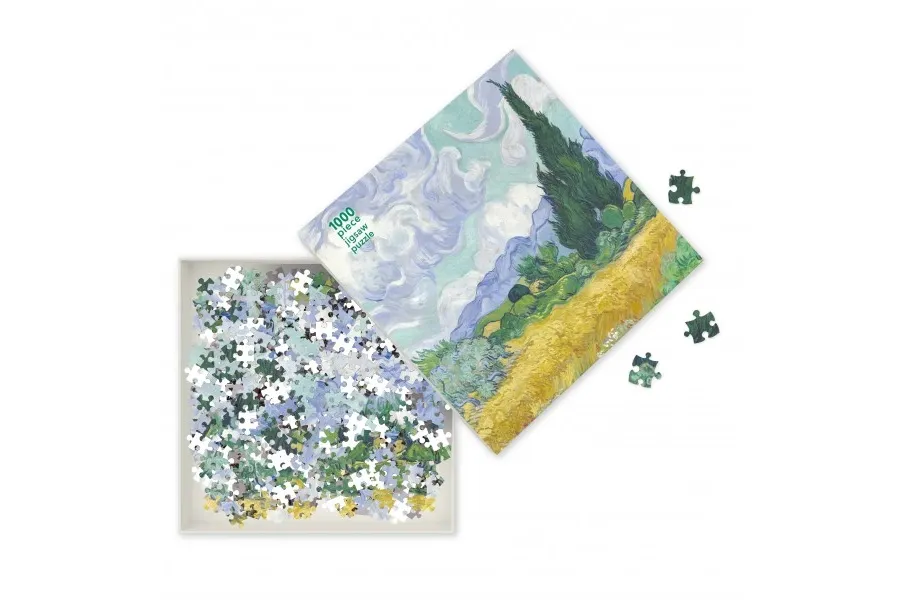 obrazek 2 Puzzle dla dorosłych Vincent van Gogh: Pole pszenicy z cyprysem - Flame Tree Publishing