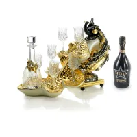 Picture Unusual set for alcohol with a peacock