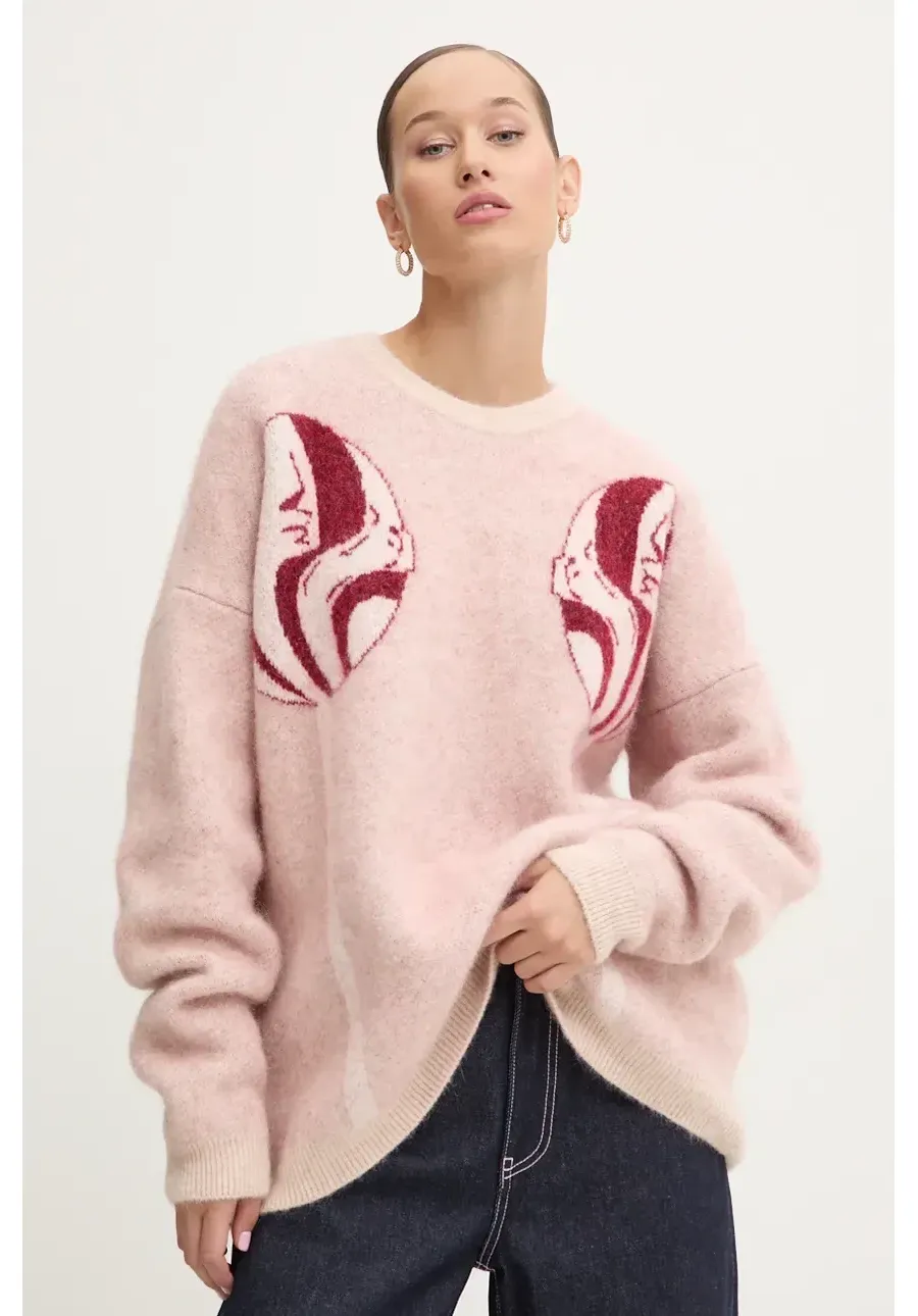 obrazek 1 Fiorucci sweter wełniany damski kolor różowy ciepły U01FMKSW255KN11MU01