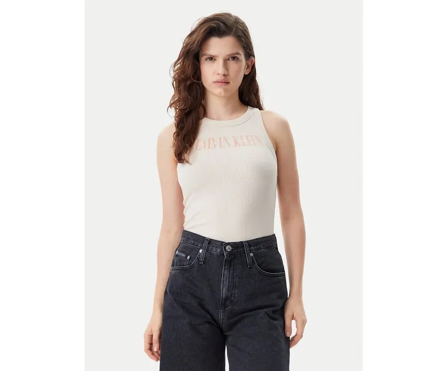 obrazek 1 Calvin Klein Jeans Top Varsity J20J225520 Beżowy Slim Fit