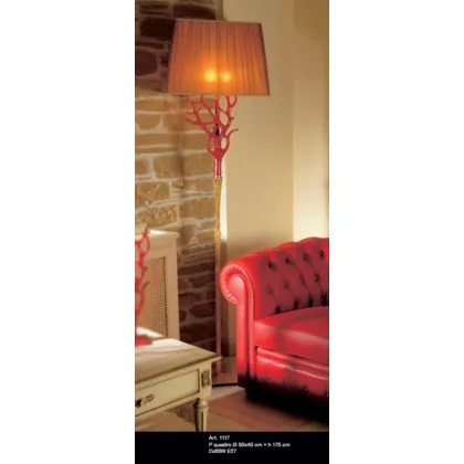 Zdjęcie Stylowa lampa podłogowa z czerwonym koralem i kloszem - Il Paralume Marina