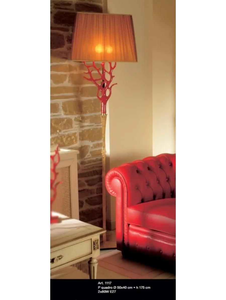 obrazek 1 Stylowa lampa podłogowa z czerwonym koralem i kloszem - Il Paralume Marina