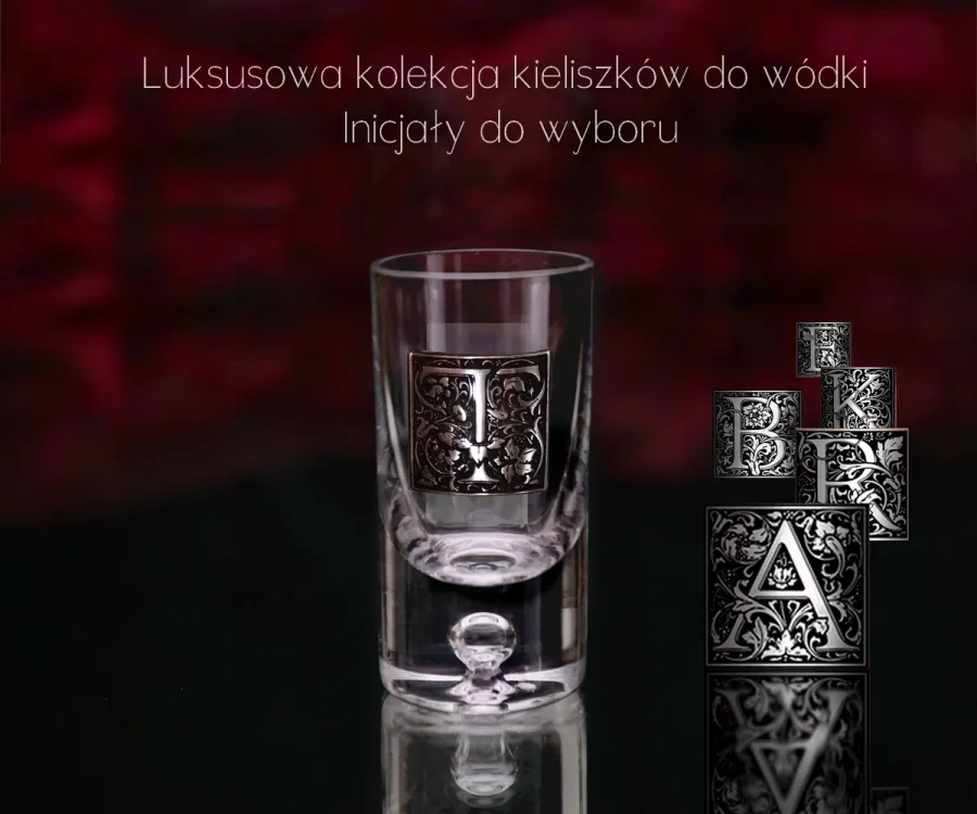 obrazek 1 Kieliszki do wódki z inicjałem - luksusowy prezent