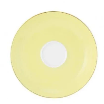 Zdjęcie Prestiżowy duży porcelanowy spodek z żółto złotym zdobieniem – Tettau