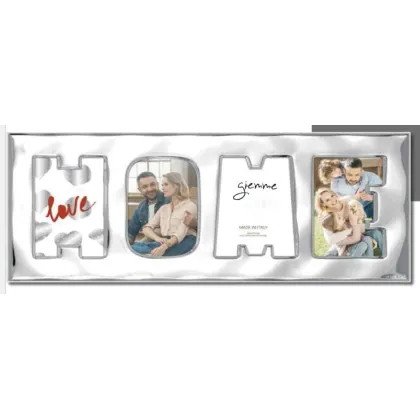Picture Unique silver photo frame 13x33 cm in the shape of the word