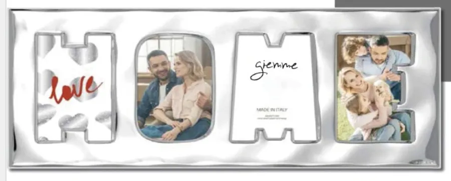 obrazek 1 Unikalna srebrna ramka na zdjęcia 13х33 cm w kształcie słowa „home”