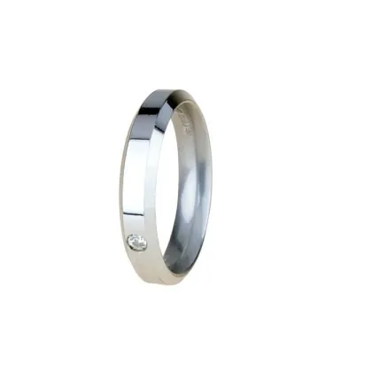Zdjęcie Wyjątkowa Obrączka z białego złota z brylantem 0,03 ct. 4mm szerokośc
