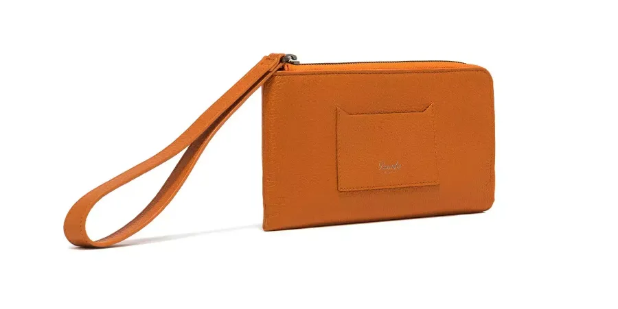 obrazek 3 Elegancki włoski portfel Grained Collection Zip Wallet Arancio