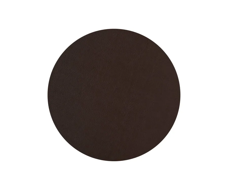 obrazek 3 Stylowa podkładka na stół Ø40 cm z naturalnej skóry w kolorze cappuccino i czekoladowym