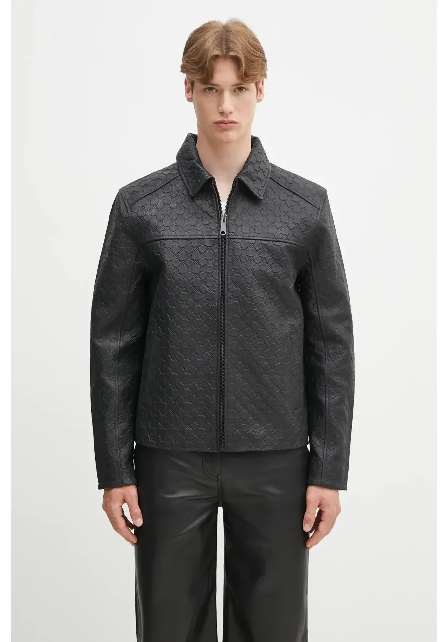 obrazek 1 Daily Paper kurtka skórzana Silence Monogram Leather Jacket kolor czarny przejściowa 2411001