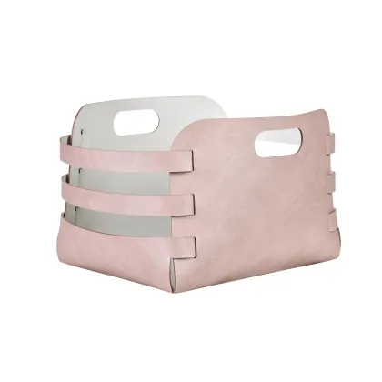 Zdjęcie Oryginalny koszyk Riga 27x36xH25 cm ze skóry w kolorze pudrowego różu