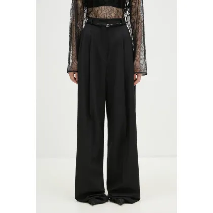 Zdjęcie Sportmax spodnie wełniane Kiens12 kolor czarny proste high waist 2422136022600
