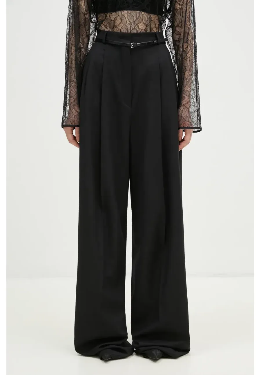 obrazek 1 Sportmax spodnie wełniane Kiens12 kolor czarny proste high waist 2422136022600