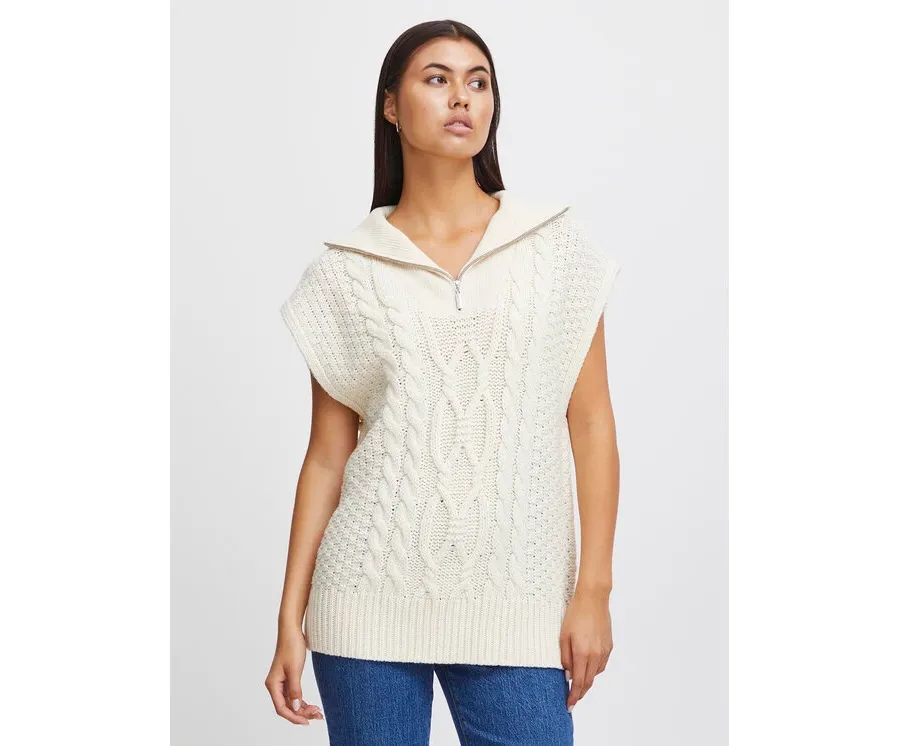 obrazek 1 ICHI Sweter 20119797 Beżowy Regular Fit