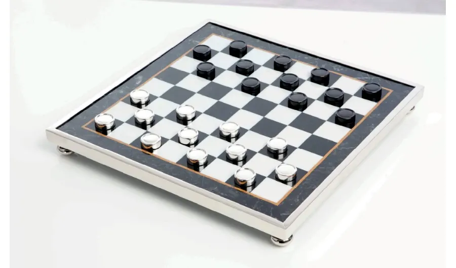 obrazek 1 Zjawiskowe srebrne warcaby zdobione marmurem