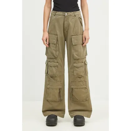Zdjęcie Alpha Industries spodnie bawełniane Multipocket Pant kolor zielony szerokie high waist 148022