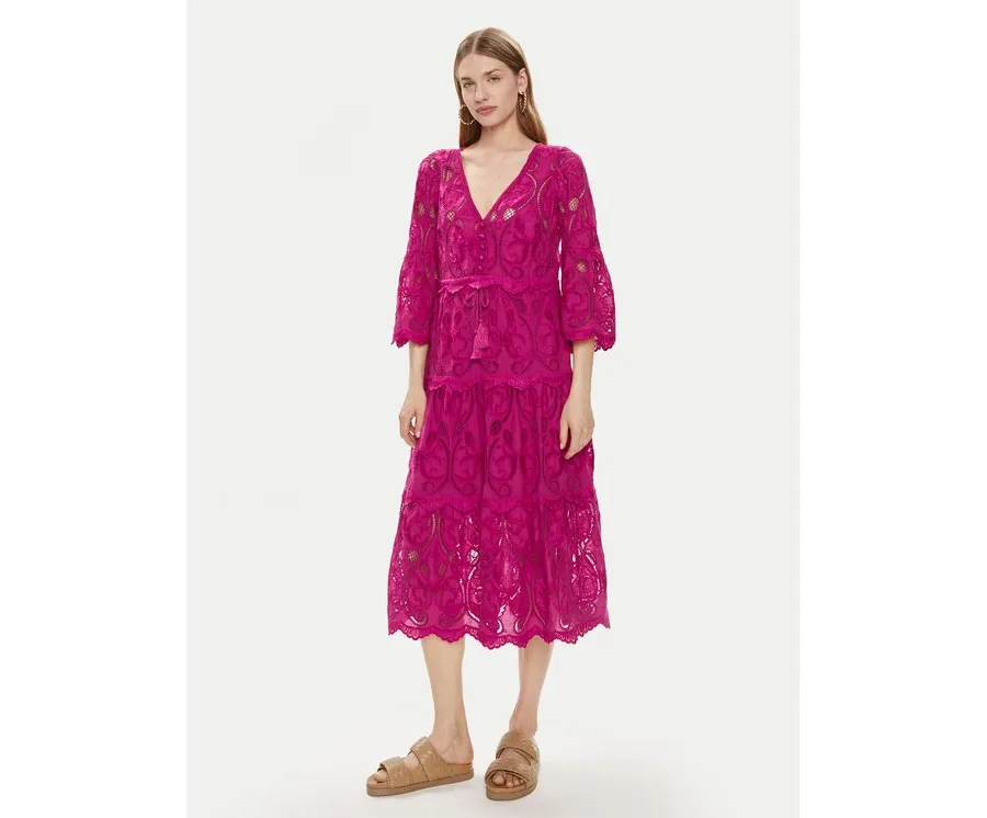 obrazek 1 Luisa Spagnoli Sukienka letnia Pigna 540712 Różowy Regular Fit