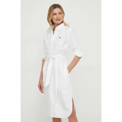 Zdjęcie Polo Ralph Lauren sukienka bawełniana kolor biały mini prosta