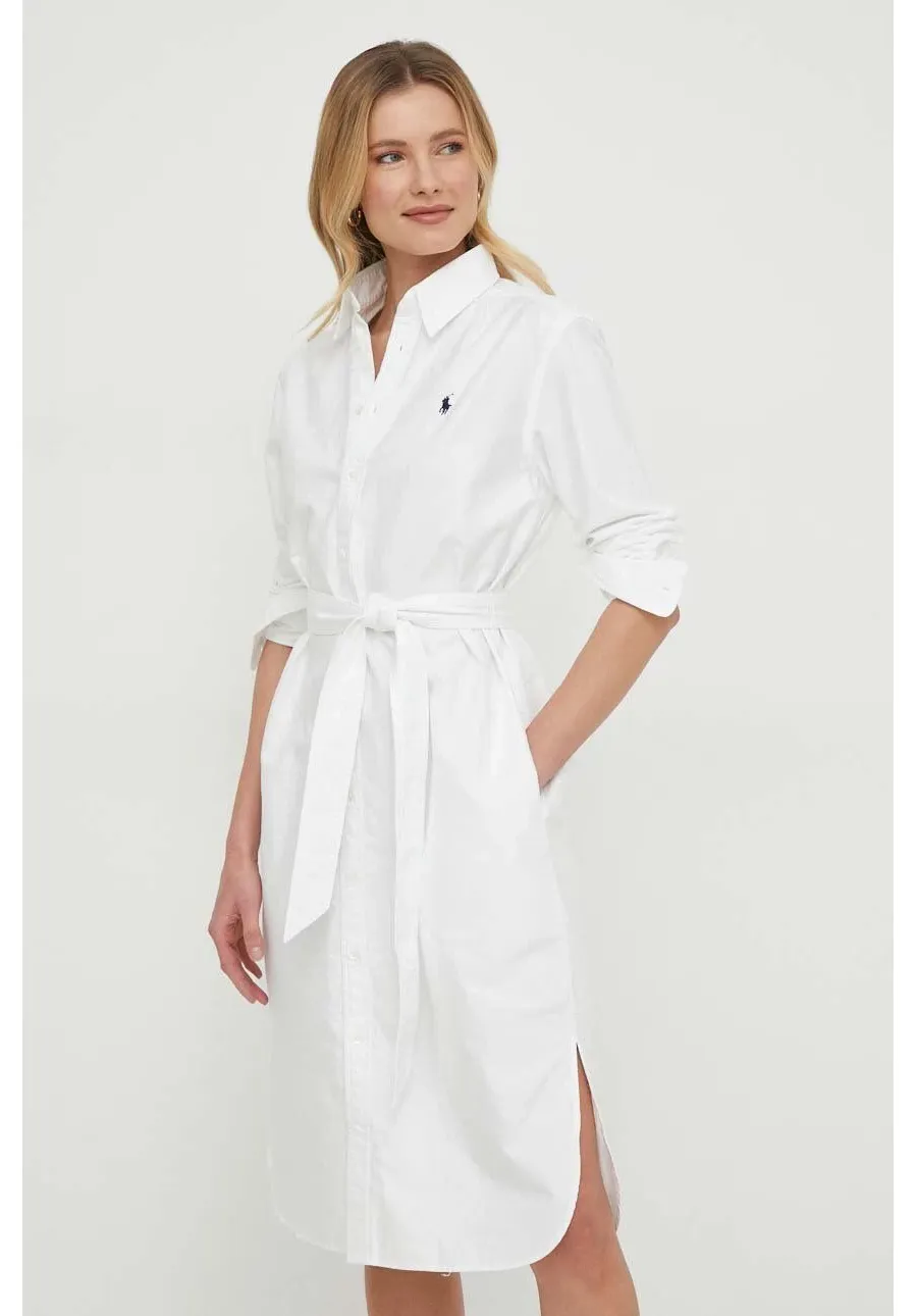 obrazek 1 Polo Ralph Lauren sukienka bawełniana kolor biały mini prosta