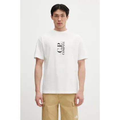Zdjęcie C.P. Company t-shirt bawełniany męski kolor biały z nadrukiem 18CMTS177A005100W