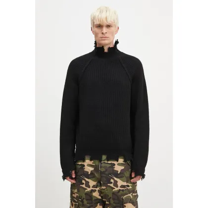 Zdjęcie Andersson Bell sweter wełniany Roghen Turtle Neck kolor czarny ciepły z półgolfem atb1157m