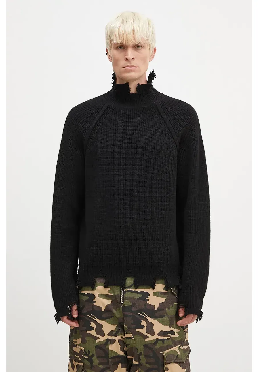 obrazek 1 Andersson Bell sweter wełniany Roghen Turtle Neck kolor czarny ciepły z półgolfem atb1157m