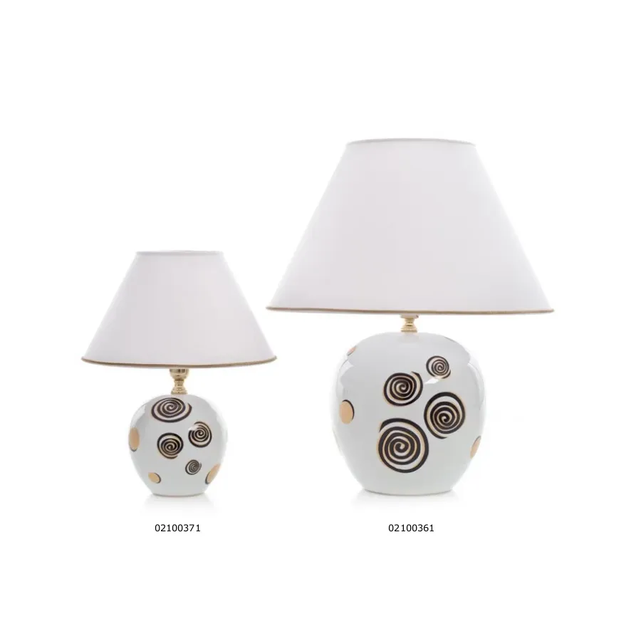 obrazek 2 Porcelanowa lampa nocna ze zdobieniem dwukolorowych spirali i kół