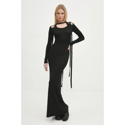 Zdjęcie Y/Project sukienka MULTISCARF LONG SLEEVE KNIT DRESS kolor czarny maxi dopasowana 106DR008