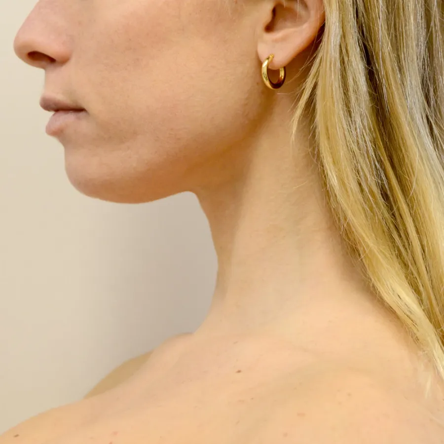 obrazek 6 Włoskie małe kolczyki okrągłe z żółtego złota