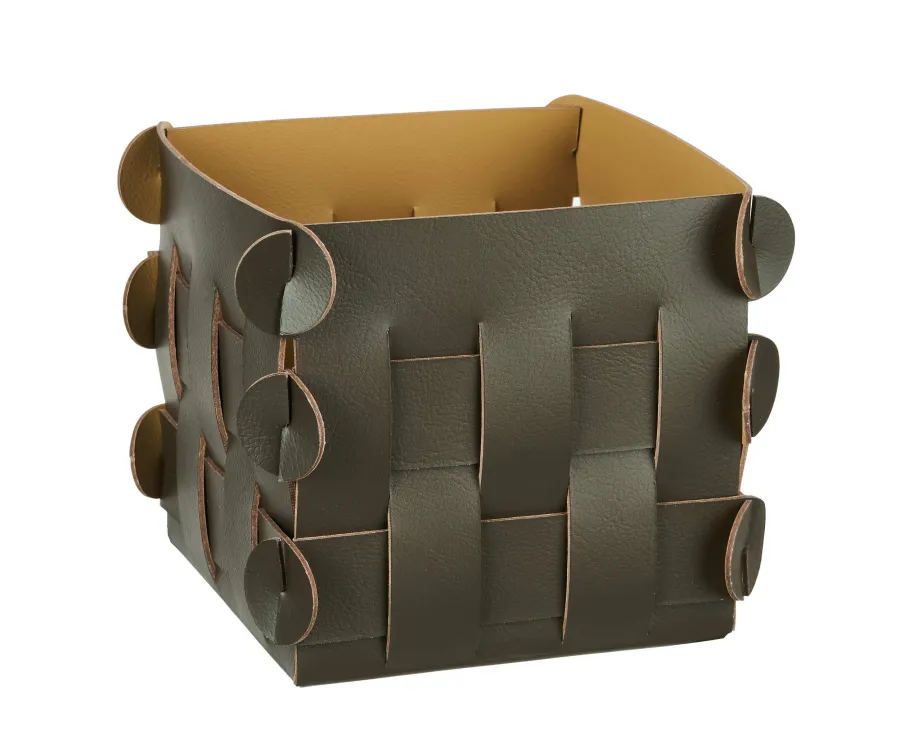 obrazek 1 Stylowy koszyk Shlesser 13x13xH13 cm w kolorze ciemnej oliwki