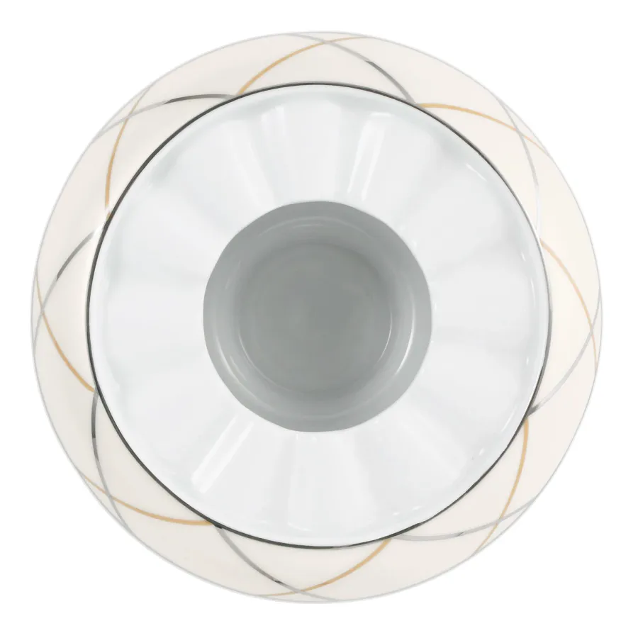 obrazek 2 Stylowy porcelanowy podgrzewacz zdobiony nowoczesnym wzorem - Tettau