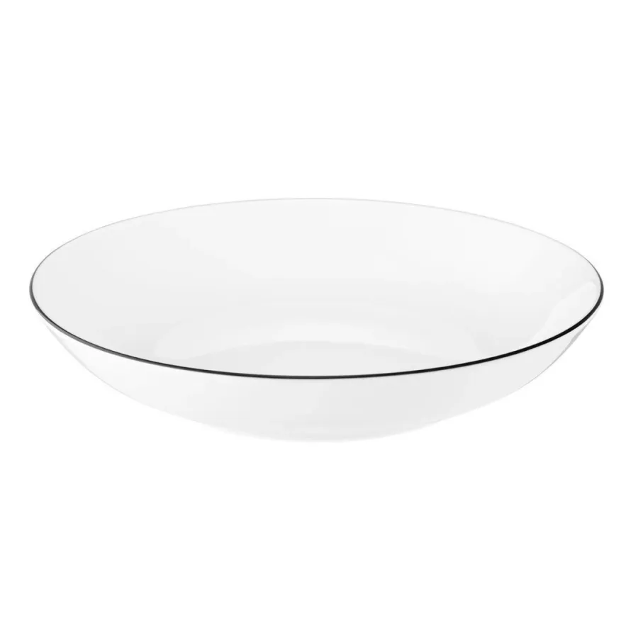 obrazek 1 Porcelanowy okrągły talerz do zupy 21 cm z czarną obwódką - Seltmann Weiden
