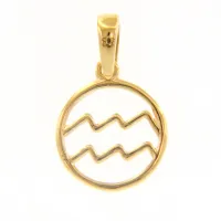 Picture Pendant with the zodiac sign of Aquarius, made of yellow gold