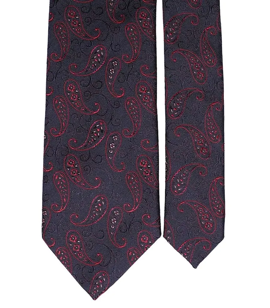obrazek 2 Przyciągający uwagę krawat z wzorem paisley w kolorze czerwonego wina