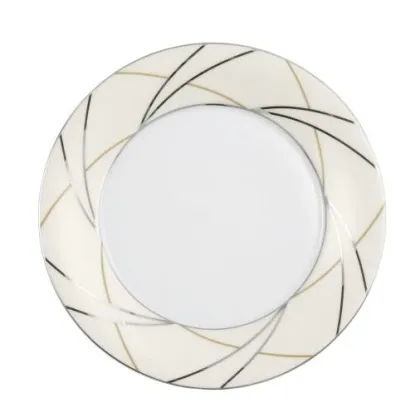 Zdjęcie Porcelanowy biały okrągły talerz zdobiony nowoczesnym wzorem – Tettau