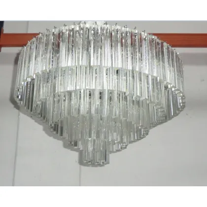 Zdjęcie Żyrandol z ośmioma światłami z przezroczystymi trójścianami ze szkła Murano - Il Paralume Marina