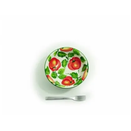 Zdjęcie Mała ręcznie malowana miska na makaron lub sałatki zdobiona motywem pomidorów - Le Ceramiche