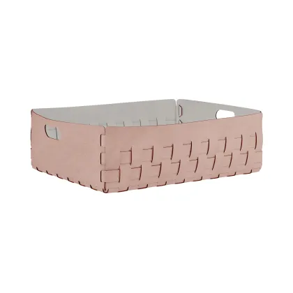 Zdjęcie Stylowy płaski kosz Bottega 60x50xH20 cm w kolorze zgaszonego pudrowego różu
