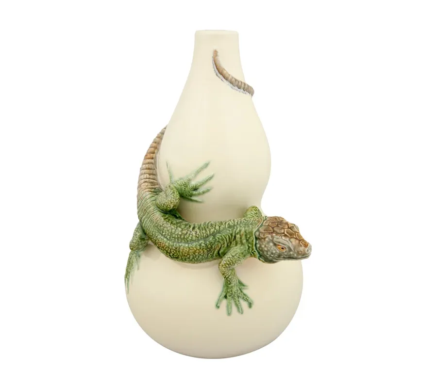 obrazek 1 Ozdobny wazon ceramiczny z rzeźbą jaszczurki - Bordallo Pinheiro