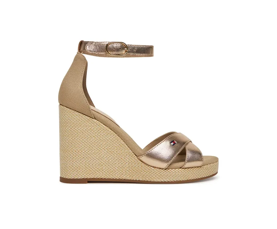 obrazek 1 Tommy Hilfiger Sandały Flag Metallic High Wedge Espad FW0FW08811 Złoty