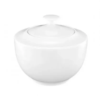 Zdjęcie Luksusowa biała porcelanowa cukiernica o nowoczesnym kształcie – Tettau