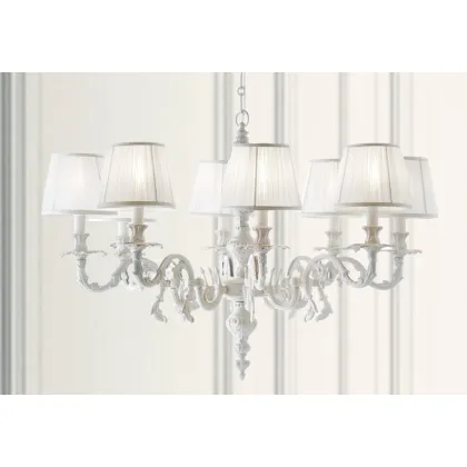 Zdjęcie Żyrandol z lakierowanego odlewu mosiądzu ze stylowymi abażurami - Il Paralume Marina