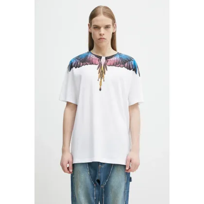 Zdjęcie Marcelo Burlon t-shirt bawełniany Icon Wings Basic T-Shirt White Pink męski kolor biały z nadrukiem CMAA056S25JER0010130