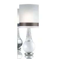 Picture Stylish table lamp made of white and transparent Italian hand-cut crystal - Il Paralume Marina