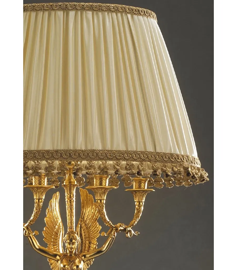 obrazek 3 Pozłacana brązowa lampa stołowa z kloszem