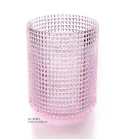 Picture Stylish waste bin made of Italian pink crystal with a diamond cut - Il Paralume Marina