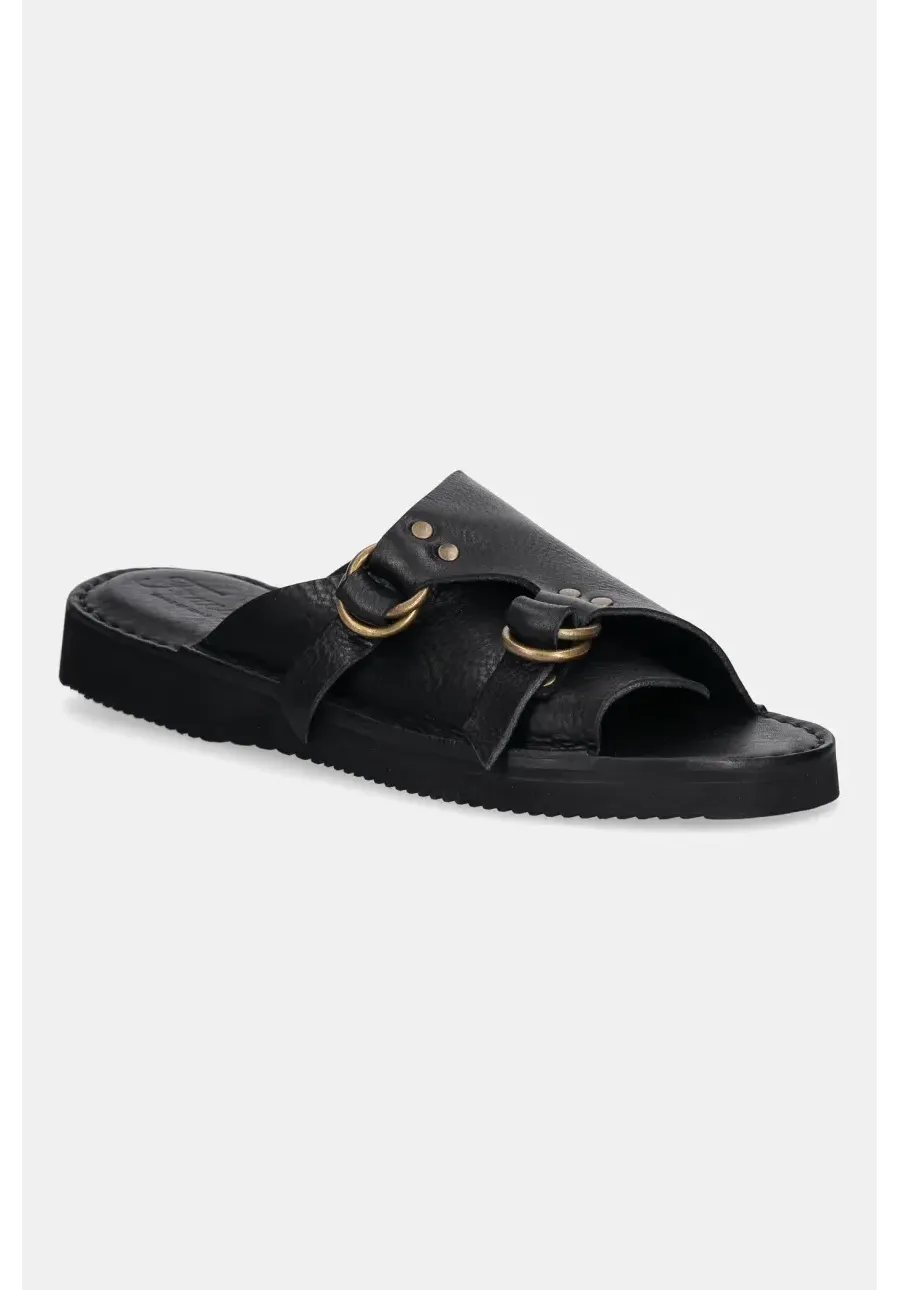 obrazek 1 Fracap klapki skórzane Sandals kolor czarny D110