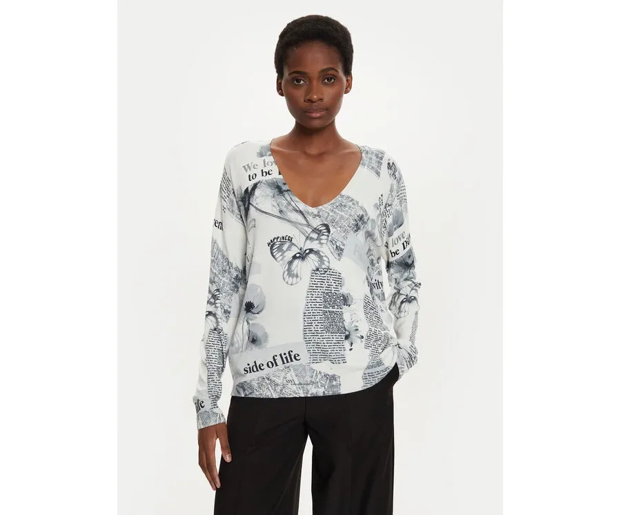 obrazek 1 Desigual Sweter Kawartha Lakes 24WWJF61 Écru Regular Fit